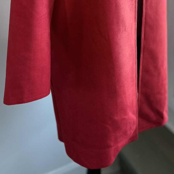Michael Phillips Zoe Vivid Red Faux-Suede Grommet Open Coat w/ Pockets – US XS - Picture 2 of 12